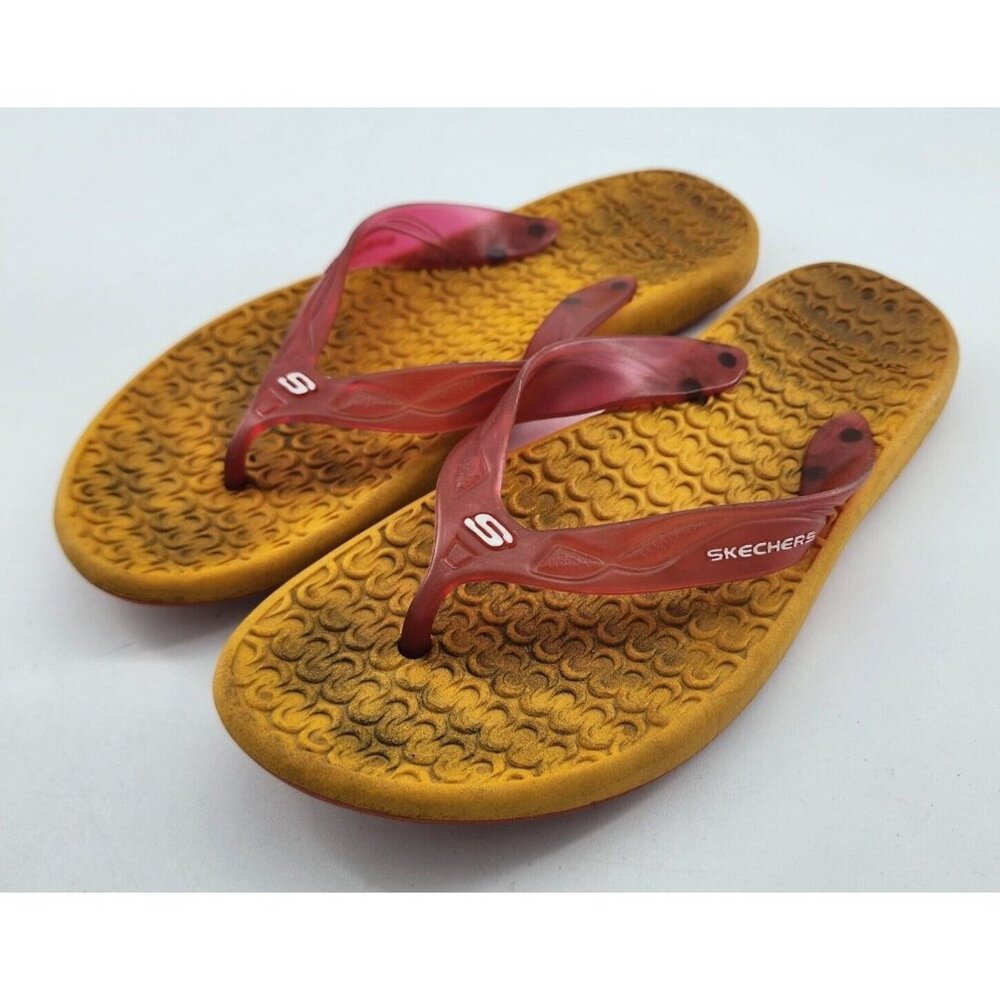 Skechers Y2K‎ Women's Rubber Thong Flip Flop Sandals Two Tone Pink/Orange Size 8